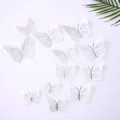 Autocollants muraux papillon 3D creux blancs pour décoration de maison et chambre - Sticker Papillon Creux Argenté / Lot de 12