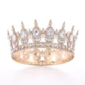 Baroque alloy rhinestone crown crystal tiara for wedding party hair accessories shiny - Acrylic Rhinestone - Gold & White