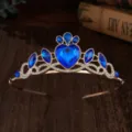 Kinder Gold blaue Kristall Herz Diadem Strass Prinzessin Haarreif fuer Maedchen Auftritt - Gold Blau Strass Stil