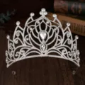 Exquise couronne de mariée en strass européenne, grand diadème d'accessoire de mariage. - Argent
