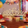 Gold 6th Birthday Tiara Rhinestone Crown Hair Comb Party Headpiece Accessory Decor - 6Y