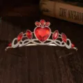Cerchietto corona cristallo rosso bambini tiara principessa strass brillante festa spettacolo - Stile Oro con Strass Rosso