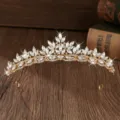 Gouden kristallen tiara kroon voor meisjes prinses feest verjaardag haar accessoires - H-081 Goud & wit