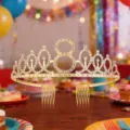 Gold rhinestone number 8 birthday tiara crown headband with comb for party celebration. - Age 8