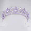 Elegante violette Kristall Braut Tiara, silberne Legierung Hochzeitskrone Haarschmuck. - Silber mit violettem Kristall
