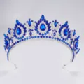 Atemberaubende silberne Brautkrone Diadem mit dunkelblauen und klaren Strasssteinen. - Silber Blau Strass