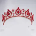 Elegantes rotes Kristall Braut Tiara, silberner Legierungs Krone für Hochzeit Party Haarschmuck. - Silber mit rotem Zirkonia