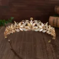 Gold crystal bridal tiara baroque hair crown elegant wedding crystal headband accessory - Gold + Champagne Rhinestones