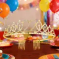 Gold 22nd birthday tiara rhinestone hair comb sparkling party crown for women celebration. - 22 Years Old
