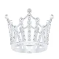 Mini couronne en strass argente, tiara en alliage pour gateau topper et decoration de fete. - Style Cygne Ajouré (X-040) / Argent