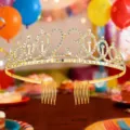 Gold rhinestone 23rd birthday tiara crown with hair combs for women party celebration wear. - 23 Years Old