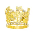 Couronne en alliage dorée pour gâteau avec strass étincelants et feuilles pour fête. - Style Feuille Ajourée (X-039) / Or