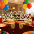 Gold 35th birthday tiara rhinestone crown headband with hair combs for women party decor. - 35 Years Old