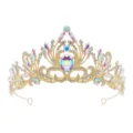 Gouden kristallen tiara kroon, sprankelende strass prinses haaraccessoire variant. - H-086 Goud & AB