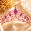 Baroque Pink Rhinestone Bridal Crown Alloy Tiara Wedding Party Princess Hair Accessory - Gold with Rose Red Rhinestones
