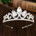 Kristalen strass tiara kroon voor kinderen meisjes verjaardag feest podium haaraccessoires - H-098 Zilver & wit