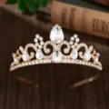 Kinderen kristal tiara kroon prinses haaraccessoires voor verjaardagsfeestje - H-119 Goud & wit