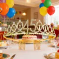 Birthday rhinestone tiara crown with number design and hair combs for party celebration. - 45 Years Old