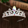 Sprankelende kristallen tiara kroon voor meisjes, zilveren strass prinses haaraccessoire. - H-119 zilver AB