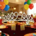 Gold 50th Birthday Tiara Rhinestone Number Headband Hair Comb Accessory Party Decor - 95 Years Old