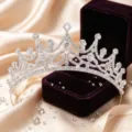 Silver rhinestone bridal tiara crown for wedding, party, and prom. Elegant hair accessory. - Silver + White Zirconia