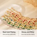 Fashion ins style colorful zircon flower vine bracelet, elegant metallic gold jewelry gift. - Custom Bracelet Contact Customer Service