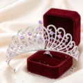 Rhinestone crown bridal tiara silver princess hair accessory wedding crystal headpiece - Silver + Purple