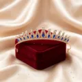Stunning bridal crown tiara with blue and clear rhinestones for wedding and party hair styling. - KC Gold - Blue