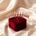 Exquisite European style bridal crown tiara, vintage hair hoop with luxury rhinestones. - Rose Red