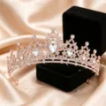 Squisita corona da sposa in strass di cristallo oro rosa, elegante diadema per capelli. - Champagne E Strass Bianco