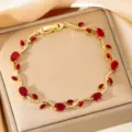 Gold-plated red zircon vine bracelet dainty fashion luxury jewelry for women daily commute - Pigeon Blood Red