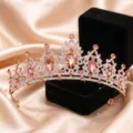 Corona tiara da sposa in cristallo oro rosa di lusso per donne e ragazze eleganti - Champagne e Champagne