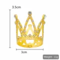 Gold rhinestone crown cake topper small tiara birthday party baking decoration 3.5x3cm - Multi-Rhinestone Mini Round - Gold