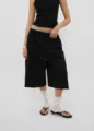 Women's black vintage wide-leg drawstring pants featuring a loose fit for casual summer wear - S / Black