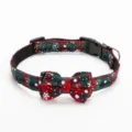 Collier pour animal de compagnie de Noël avec nœud et motif flocon de neige, style festif. - M / Sans Cloche 1.5x26-37cm / Bordeaux