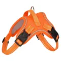 Vibrant orange saddle-style dog harness with reflective strips and dual safety buckles - XS / Orange