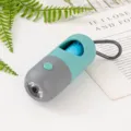 Distributeur de sacs à déjections canines en capsule avec lampe LED et mousqueton - Boîtier Vide / Distributeur à LED bleu