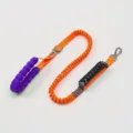 Durable orange bungee dog leash with comfortable foam handle and safety car buckle - Orange Single Rope