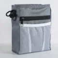 Grey portable pet training treat pouch waist bag with mesh pockets and zipper pocket. - Gray