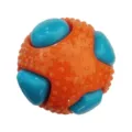 Balle de dentition pour chien orange et bleue résistante aux morsures avec surface texturée - Balle sonore triangulaire bicolore 8,2 cm / Orange Bleu