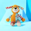Colorful patchwork plush squeaky dog toy with corduroy and diamond patterns - L / Dizzy Boy