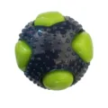 Balle de mastication durable verte et bleue pour chien, pour les dents et l'ennui - Balle sonore triangulaire bicolore 8,2 cm / Violet & Vert