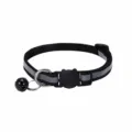 Reflektierendes schwarzes Katzenhalsband mit Katzenkopf-Schnalle und Glocke - Schwarz