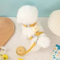 Adjustable H-shaped yellow pet harness and leash set with cute cartoon rabbit decoration - Size S 1.0cm*1.2m (Rec. 1.5-4kg) / A Yellow Rabbit