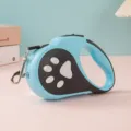 Laisse rétractable bleue pour chien avec lumière LED et motif de patte pour la nuit - 5M avec Lumière / Bleu