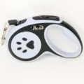 Retractable dog leash in blue and black with paw print for small and medium dogs - Paw Print Style / 3 Meters / Black