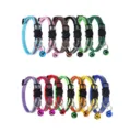 Adjustable reflective pet collars with cat head buckle and bells in various colors - Random Mixed Colors