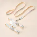 Pastel watercolor pet harness and leash set with white angel wings for cats and dogs - Angel Green