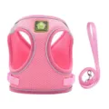 Breathable pink reflective dog harness with matching walking leash set for small pets - XS / Pink