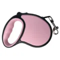 Close-up view of the matte pink surface and ergonomic handle of a retractable dog leash - 5M Cardboard Pack / 525 Pink